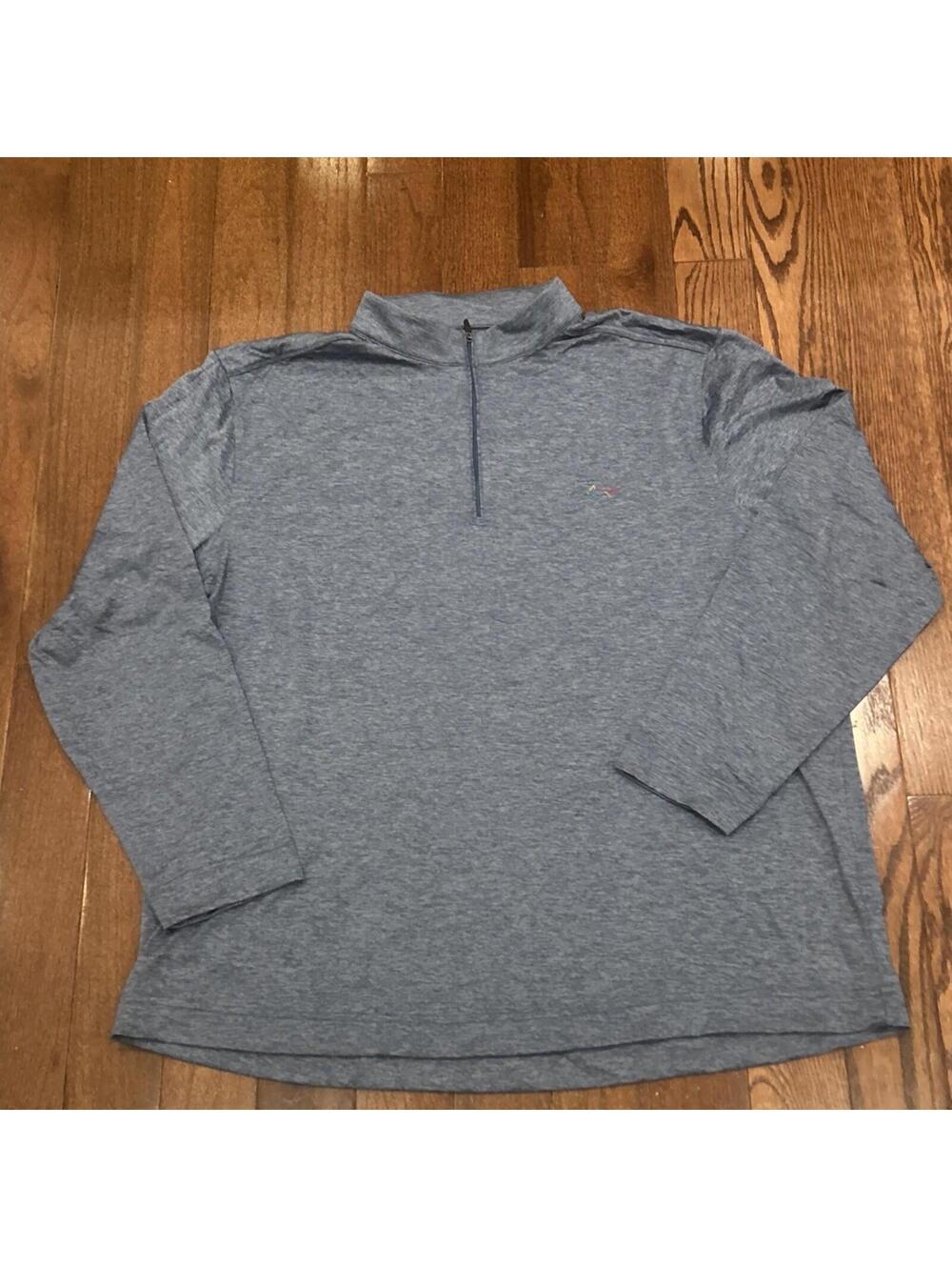 Greg Norman Shirt Mens 2XL Blue 1/4 Zip Pullover Performance Golf Sweater